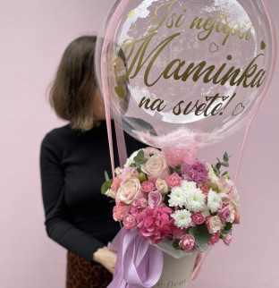 Art kytice s balonkem a vlastním nápisem