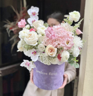 Bouquet  in a box with orchid 